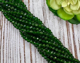 FINAL SALE *** 6mm Round Faceted Sea Green Crystal Transparent Glass Bead 15 " strand / Approx 82 beads / Rondelle/