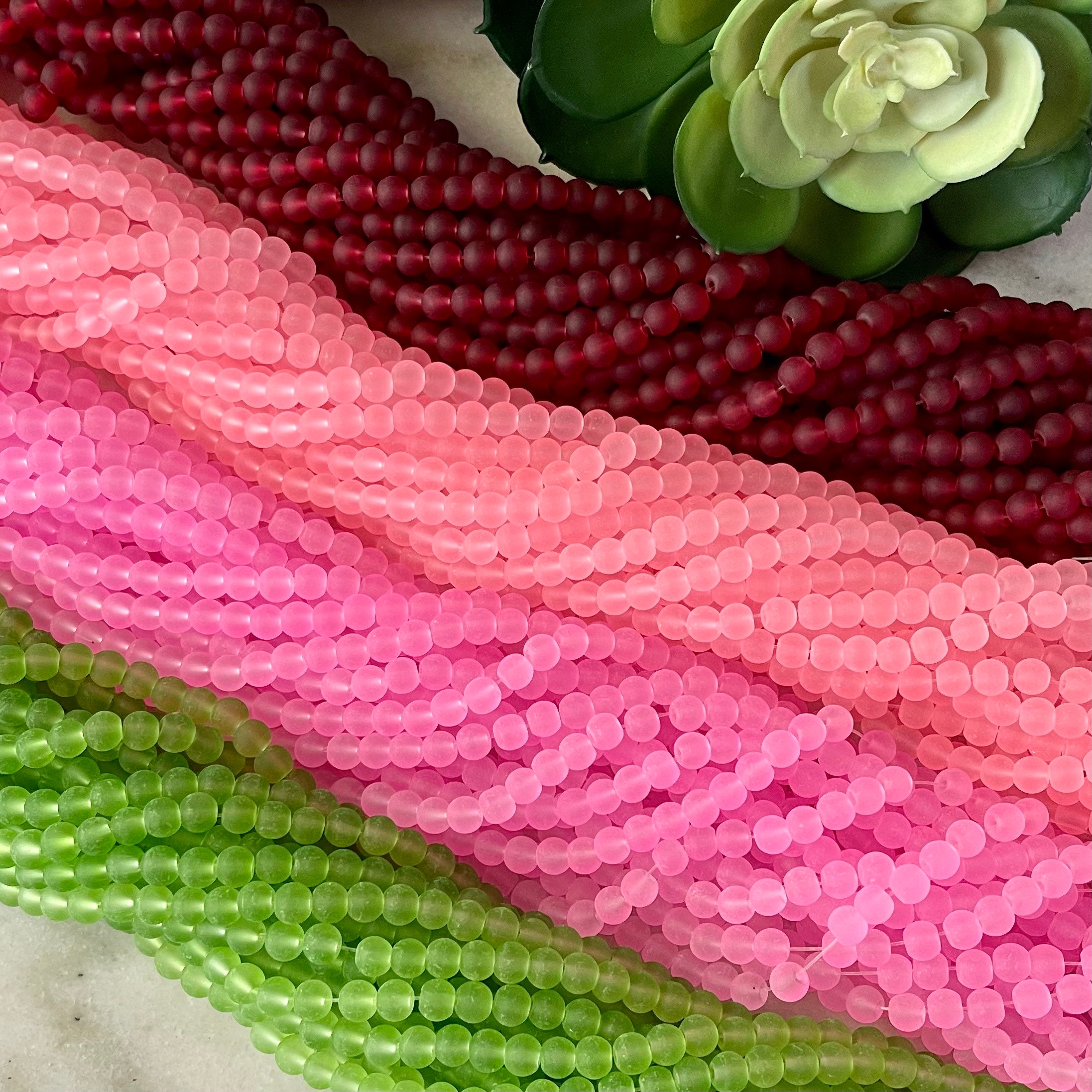 6mm Frosted Glass Bead 31 Inch Strand / Approx 140 Beads/ 6mm Etsy