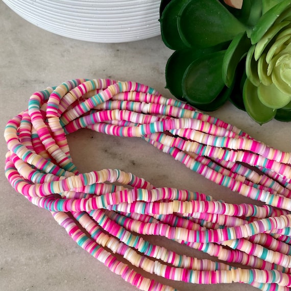polymer clay beads rainbow disc beads