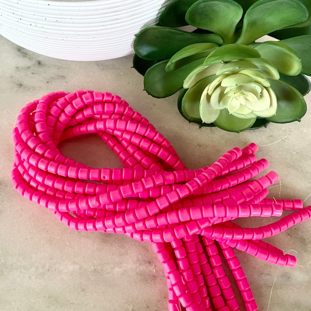 6mm Hot Pink Chunky Polymer Clay Tube 15 Inch Strand / African Etsy