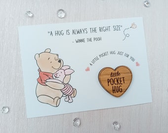 Winnie the Pooh pocket hug | Pick me up pocket hug token | A hug is never too big quote | Thinking of you pocket hug | Cute friendship gift