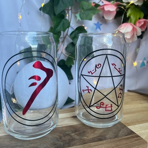 Supernatural Glass Symbols of SPN Mark of Cain Devils Trap Banishing Sigil Gabriel Horn Anti-Possession