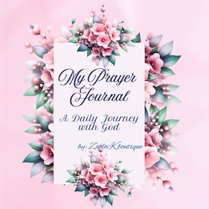 Diario de oración floral digital e imprimible, tamaño A5 y carta de EE. UU., notas de gratitud y reflexión, estudio bíblico, notas de sermones, registro diario de oración.