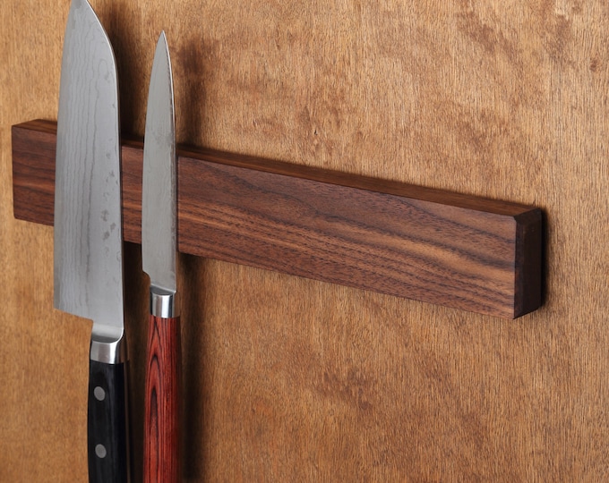 Kurouto Kitchenware Walnut Magnetic Knife Block -12 Inch -Made in the USA