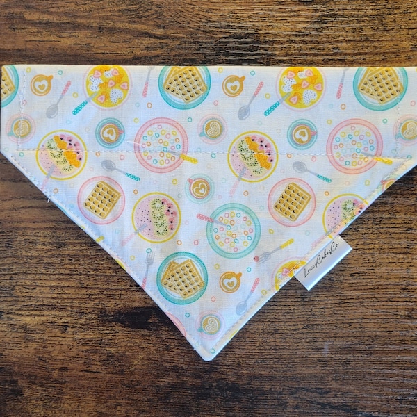 Breakfast Time Dog Bandana | personalized cat bandana | over the collar pet bandana | scrunchie bandana | tie up