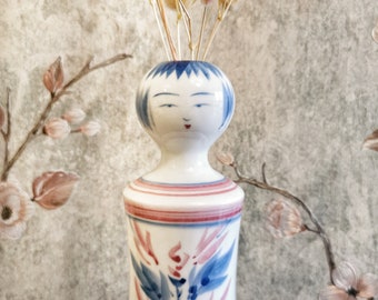 Japonais Kokeshi Doll Vase Navire Porte-stylo Figurine Showa Rétro / vintage céramique japonaise