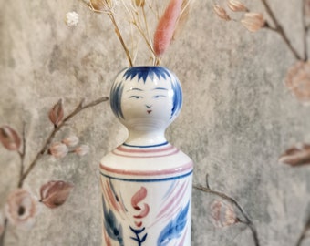 Japonais Kokeshi Doll Vase Navire Porte-stylo Figurine Showa Rétro / vintage céramique japonaise