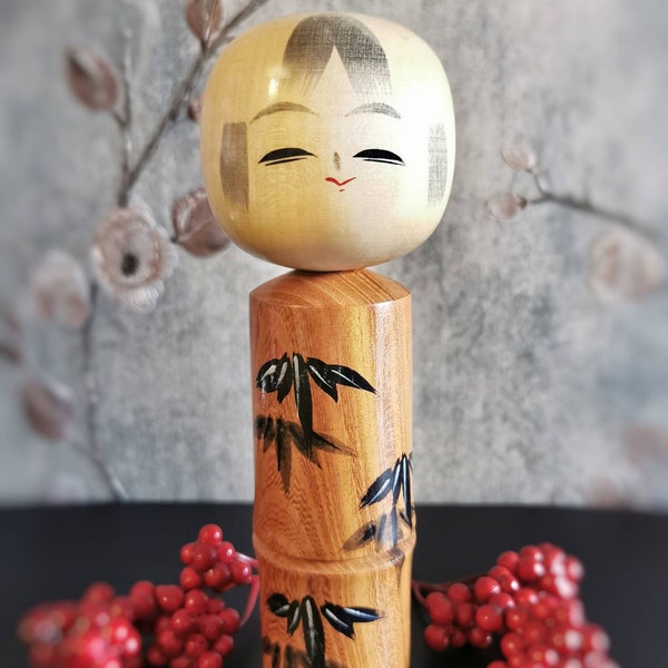 vintage Sosaku créatif « Wakatake » (jeune bambou) Poupée Kokeshi par Masuo