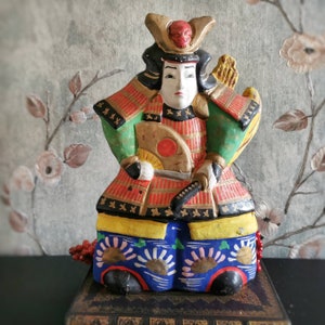 Samurai Warrior / Vintage Japanese Tsuchi Ningyo Japanese Clay Doll