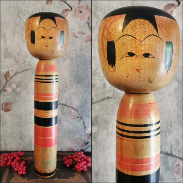 Poupée Kokeshi japonaise vintage de la famille Tsuchiyu-Kei