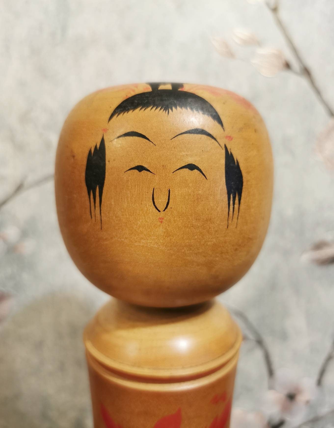 Poupée Kokeshi Ancienne De Shoji Sakurai - Type Naruko - Taille 13 - Showa Retro - Japon
