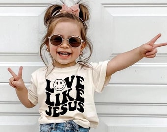 Camiseta infantil "Ame como Jesus": Camiseta da Fé Cristã