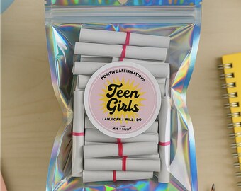Teen Girl Affirmation Scrolls | Positive Quote Bag Daily Inspirational Messages | Mental Health Support Gift | Stocking Stuffer for Girls