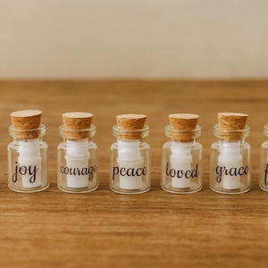 Mini Scripture Bottle Gift Faith Hope Joy Grace Loved Peace Courage Favor Christian Gift Encouragement Jar Stocking Stuffer