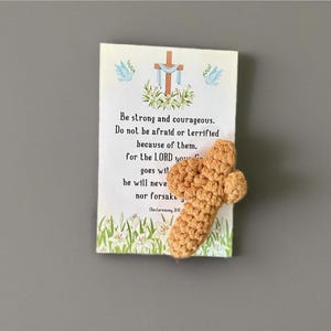Handgemachtes gehäkeltes Kreuz mit Gebetskarte | Christliches Andenken und Trauergeschenk | Trost & Glauben Token | Inspirierendes Geschenk