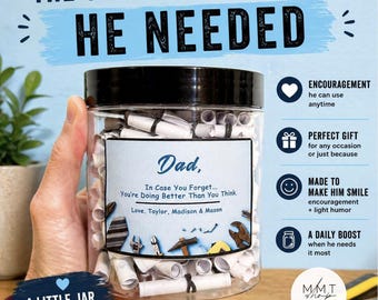 Regalo del Día del Padre para papá, Frasco con Razones para Amar a Papá, Regalo de los Niños, Regalo Personalizado para Papá, Recuerdo Sentimental