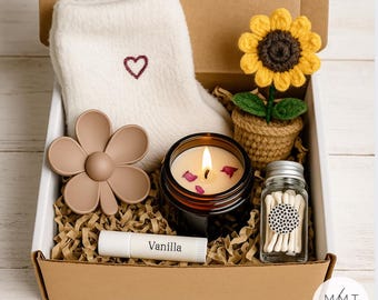 Paquete de cuidado acogedor, caja de regalo de ánimo, regalo para desear una pronta recuperación, regalo de condolencias, set de autocuidado para mujeres