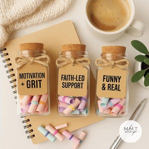 Positive Affirmation Jars Gift for Women Teens Friends • Mini Encouragement Notes • Funny Faith or Motivational Scroll Jar • Self Care