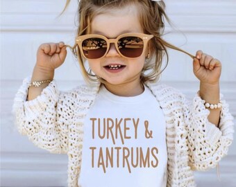 Tacchino e capricci, maglietta del Ringraziamento per bambini, Ringraziamento per bambini piccoli, autunno per bambini piccoli, magliette, maglietta di tendenza per bambini, maglietta naturale, cena del Ringraziamento