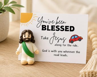 New Driver Gift, Drive Safe, Teenage Driver Car Accessories, 16th Birthday Car Gifts, Mini Jesus with Card, Christian Car Accessory