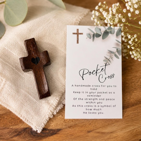 Christian Sympathy Gift, Pocket Cross with Card, Thinking of You Gift for Friend, Bereavement Gift, Memorial Keepsake for Loss of Loved One