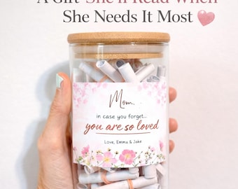 Regalo del Día de la Madre para Mamá, Frasco con Razones para Amarte, Regalo de los Niños, Regalo Personalizado para Mamá, Recuerdo Sentimental