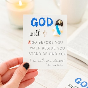 Mini Jesus Figurine with Matthew 28:20 Prayer Card – Christian Encouragement Gift