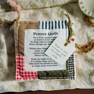 Gebedsquilt, cadeau voor vriend Sympathie Cadeau voor verlies, quiltvierkant, handgemaakte quilt, gebedsdoek, christelijk cadeau, gunsten voor christelijke retraite