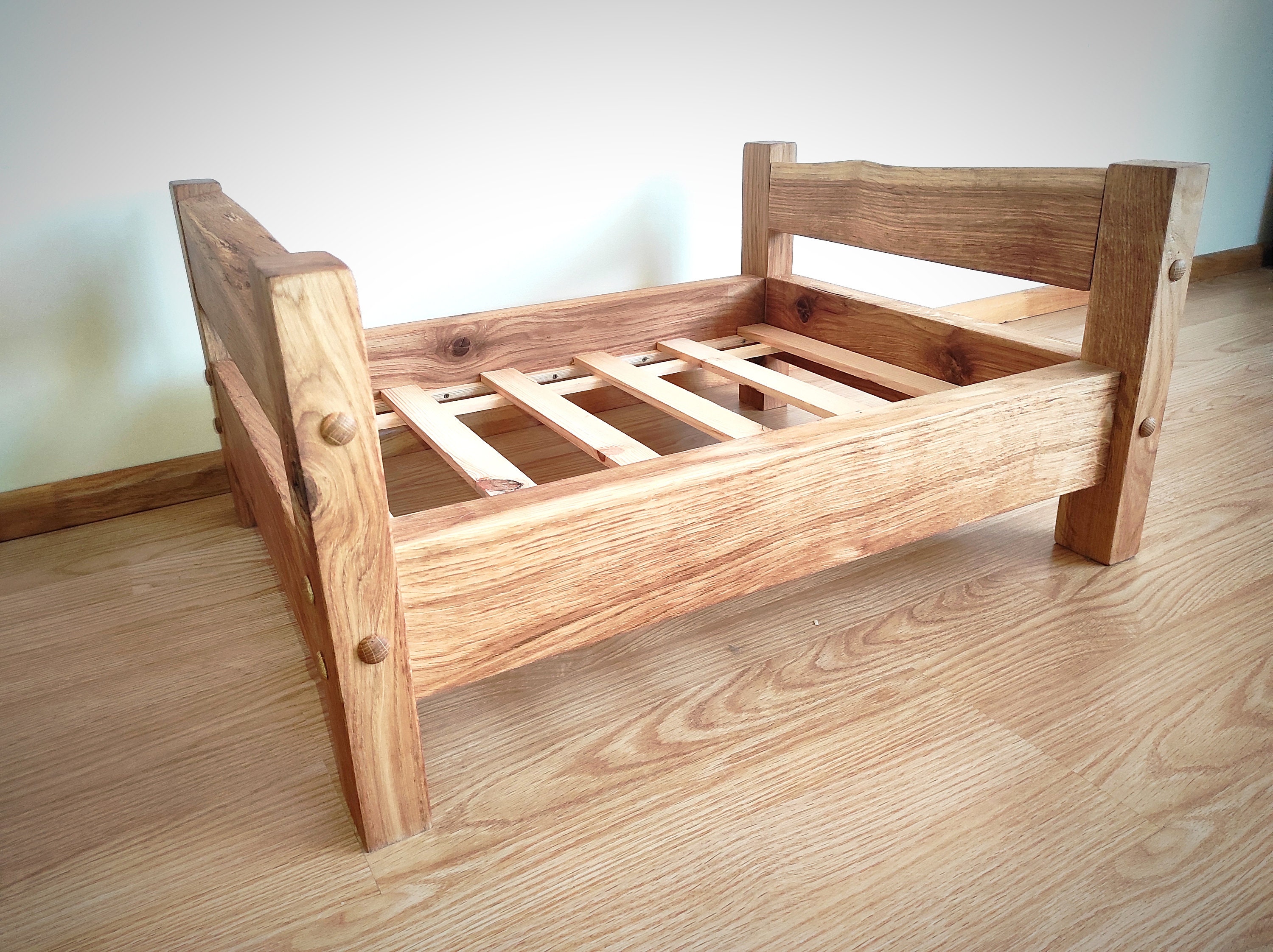 Dog bed. Solid wood bed. Natural oak bed. Etsy