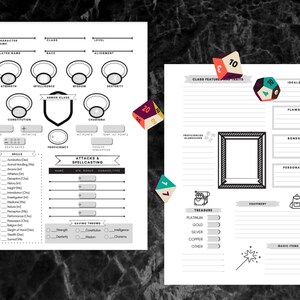D&amp;D Character Sheet, Spell List, and Printable Spell Cards Minimalist ...