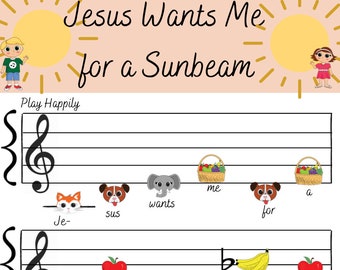 Jesus Wants Me for a Sunbeam | 1 Digital Download | Beginner Piano