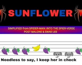 Spiderman Sunflower Sheet Music Beginner Piano