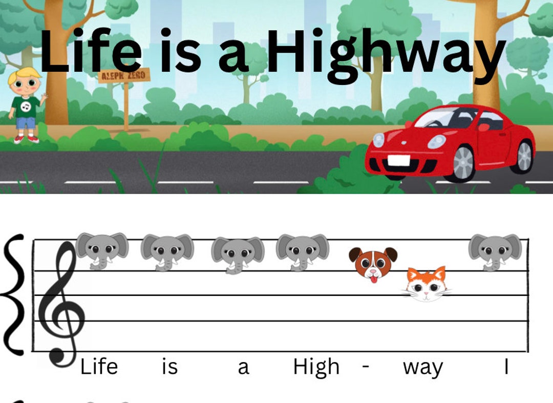 Life is a Highway | Pre Reading Easy Beginner Sheet Music | 1 Digital ...