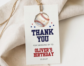 Baseball Thank You Card, Thank you tags, Favor Label, Printable Gift Tag, Party Favor Tag (Digital Download)