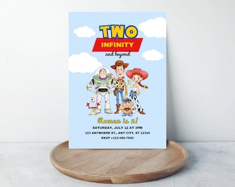 Toy Story-verjaardagsuitnodiging | Twee Infinity and Beyond-uitnodigingen | 2e verjaardag bewerkbare digitale download | Buzz Lightyear 2e verjaardagsfeestje