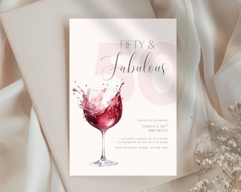 Fifty and Fabulous Invitation, 50th Birthday Party Invite, Fifty Birthday Invite, 50th Celebration, Editable Template