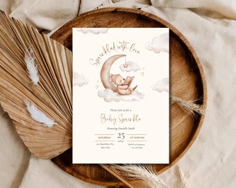 Invitación de Baby Sprinkle • Invitación Sprinkle With Love • Baby Shower de osito de peluche imprimible (descarga digital)