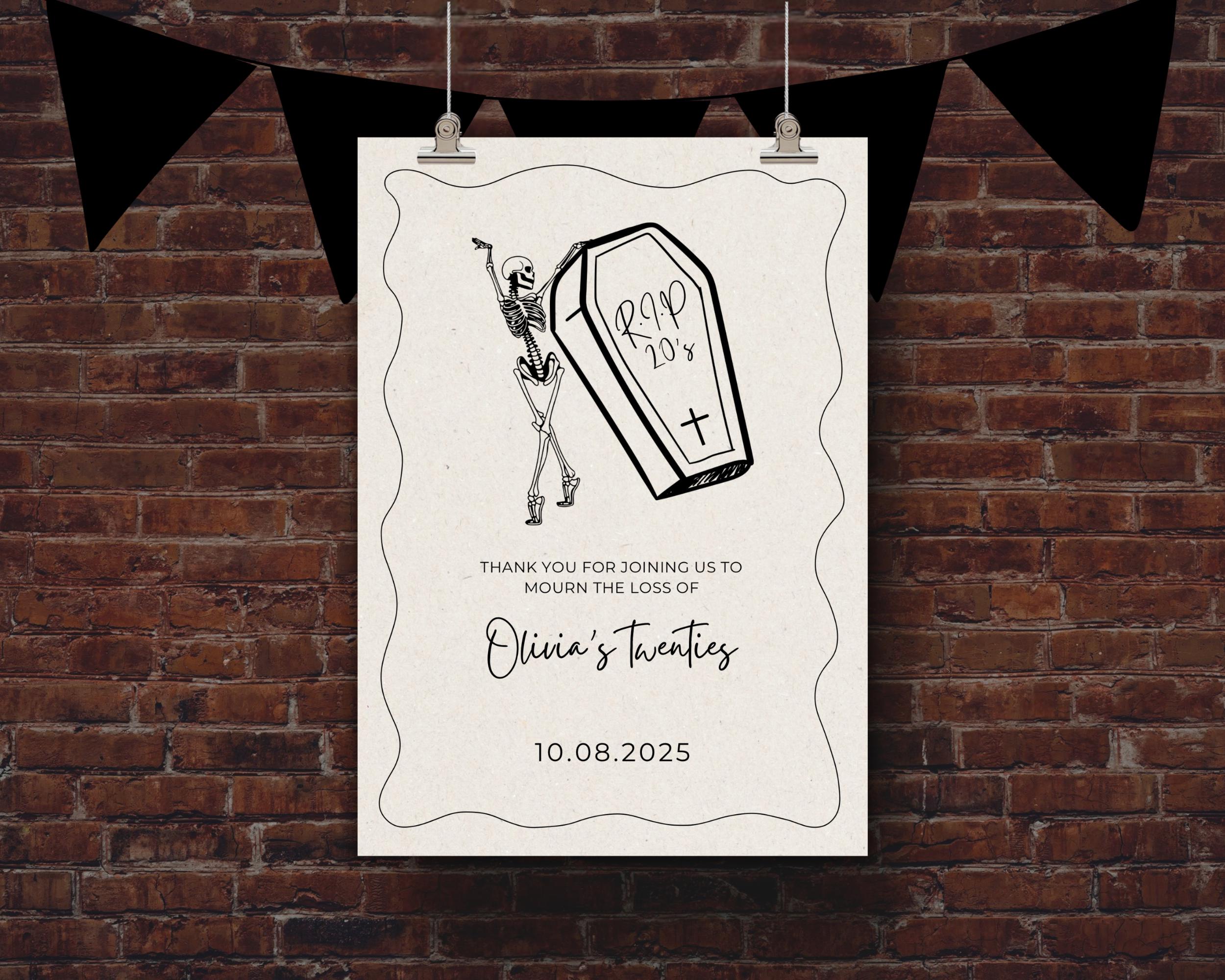 30th Birthday Welcome Sign | RIP 20’s Theme 30th Birthday Party | 30th ...