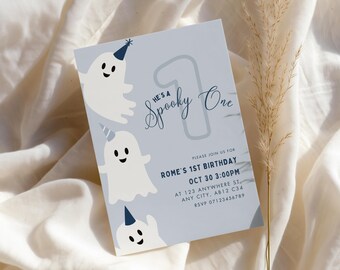 Spooky One 1st Birthday Invitation | Halloween 1st Birthday Theme | Editable Invite | Boy 1st Birthday Party | Printable | Instant Download
