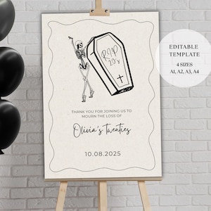 30th Birthday Welcome Sign | RIP 20’s Theme 30th Birthday Party | 30th Birthday Decor | Editable Canva Template in 4 sizes