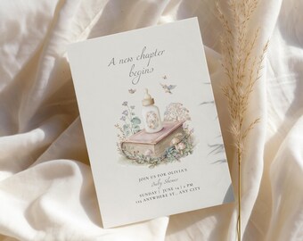A New Chapter Begins, Book Baby Shower Invite, Storybook Baby Shower Invite, New Chapter Baby Shower, Printable (Digital Download)