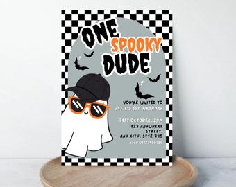 One Spooky Dude 1st Birthday Invitation | Halloween 1st Birthday Theme | Editable Invite | Boy 1st Birthday Party | Instant Download
