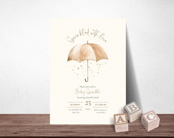 Baby Sprinkle Invitation • Sprinkled With Love Invite • Umbrella Baby Shower Printable (Digital Download)