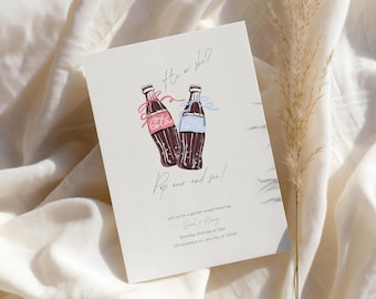 Soda Gender Reveal Invite, Ready To Pop, Gender Reveal Theme Ideas, Canva Template (Digital Download)