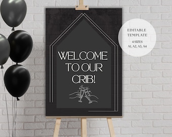 Housewarming Party Welcome Sign | Housewarming Party Decor | Editable Canva Template in 4 sizes (Digital Download)
