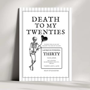 Death To My 20s Birthday Invitation Digital Download | RIP 20’S Birthday Party Invitation | 30th Birthday Printable Invite