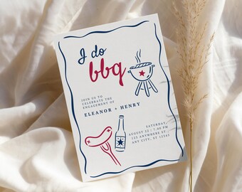 I Do BBQ Invitation, BBQ Engagement Party Invite, Backyard Cookout Invitation, Summer Barbecue Party (Digital Download)