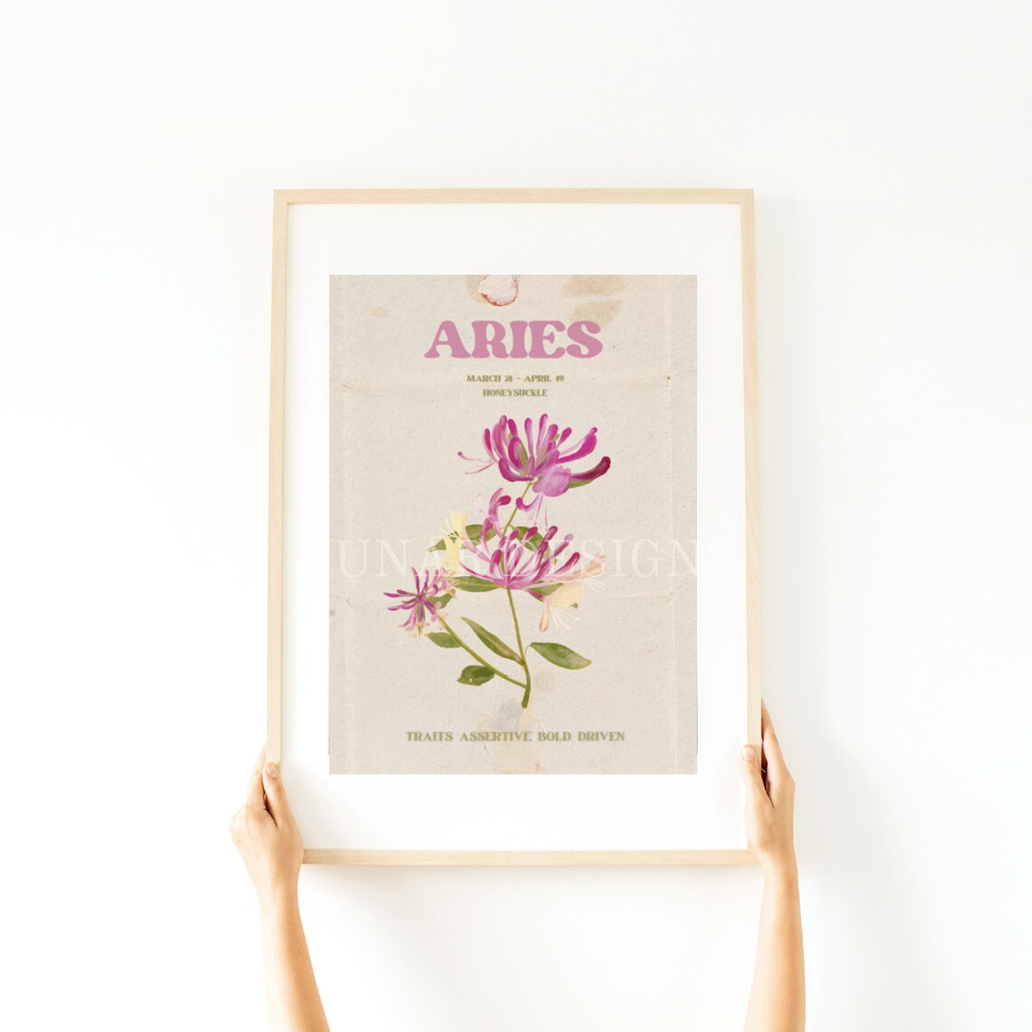 Aries Zodiac Floral Print Aries Zodiac Flower Wall Art Aries Etsy