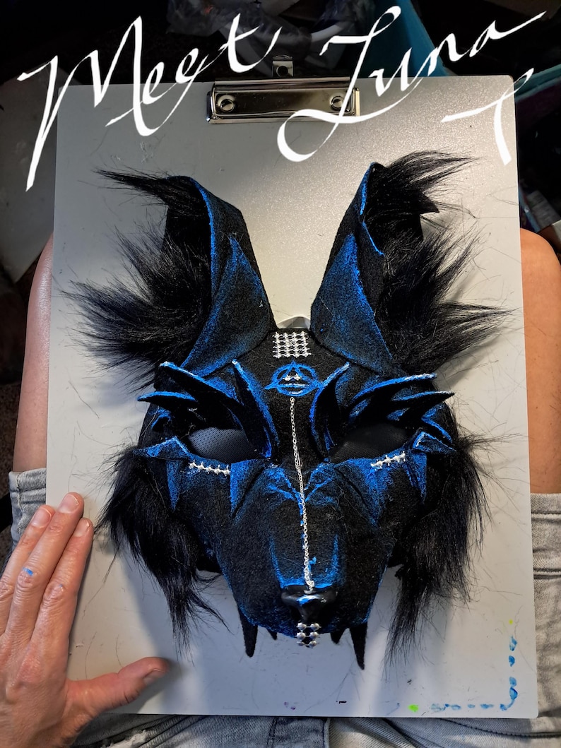 custom commission signature series meet Luna a Therian mask, coyote mask, wolf mask, mythical dragon mask