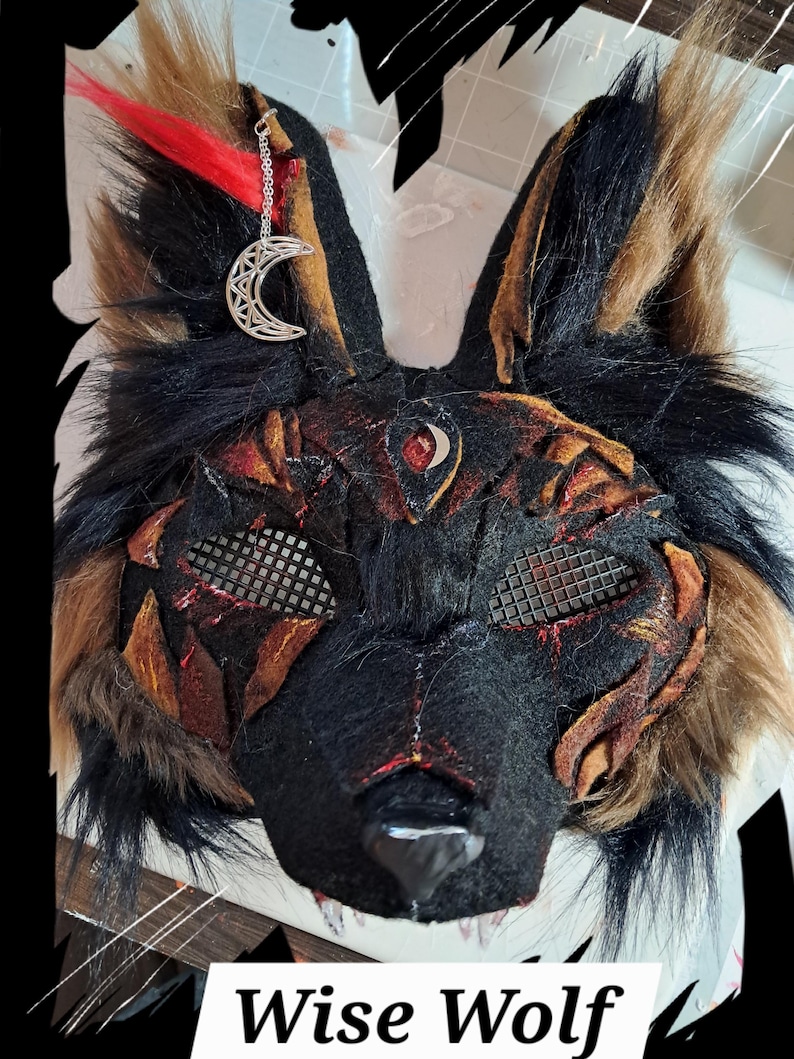 therian mask black wolf